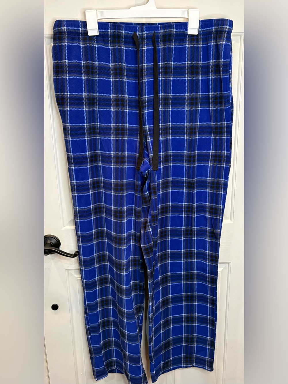 Croft & Barrow Men's Plaid Fleece Pajama Pants w/ Pockets, Blue, XL